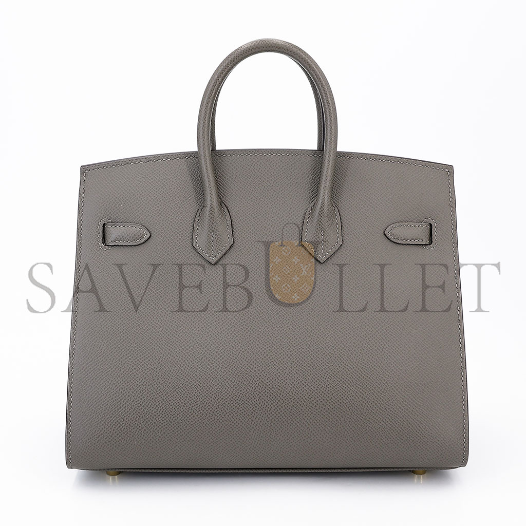 HERMES BIRKIN 25 EPSOM LEATHER PEWTER GREY GOLD BUCKLE LUXURY BAG 2935397569 (25*20*13cm)